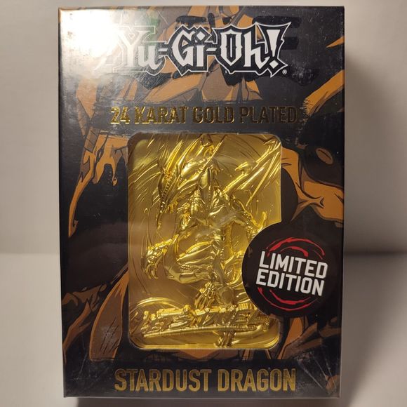Yugioh Stardust Dragon Metal Card 24k Gold Plated Ingot Limited Edition Official - Picture 1 of 5